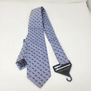 Hunting World blue Elephant patterned silk tie New with tags